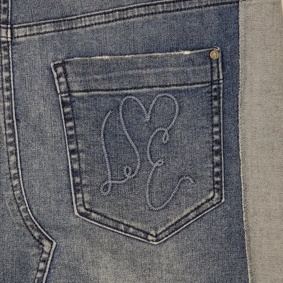 Libby Edelman Light Medium Wash Color Block Stretchy Denim Jean Skirt Size XS - Picture 8 of 13